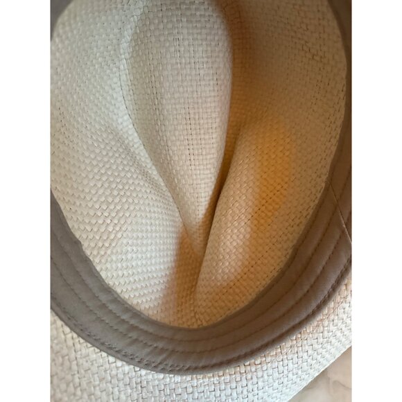 Dorfman Pacific Co. Handmade Straw Fedora Hat M Ivory & Brown - Picture 5 of 5